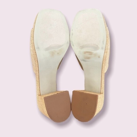 Steve Madden Elda Heels Beige Tweed Square Open Toe Sandals Y2K Womens Size 9.5 - Picture 8 of 8